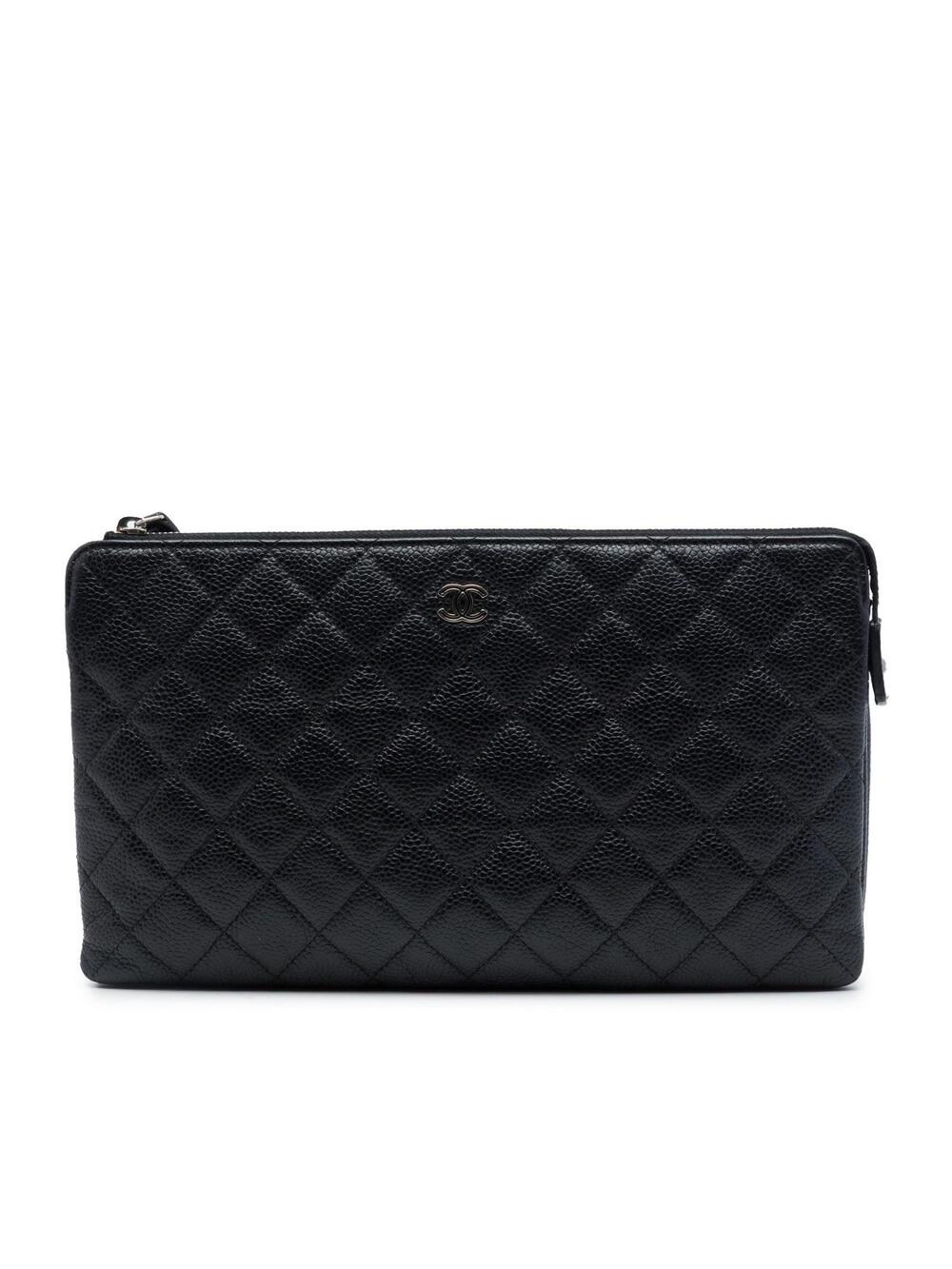Chanel Cc Quilted Caviar Double Pocket #358266C10B